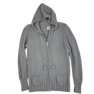 Old Navy Gray Textured Knit Full Zip Hoodie Sweater Women's Size L